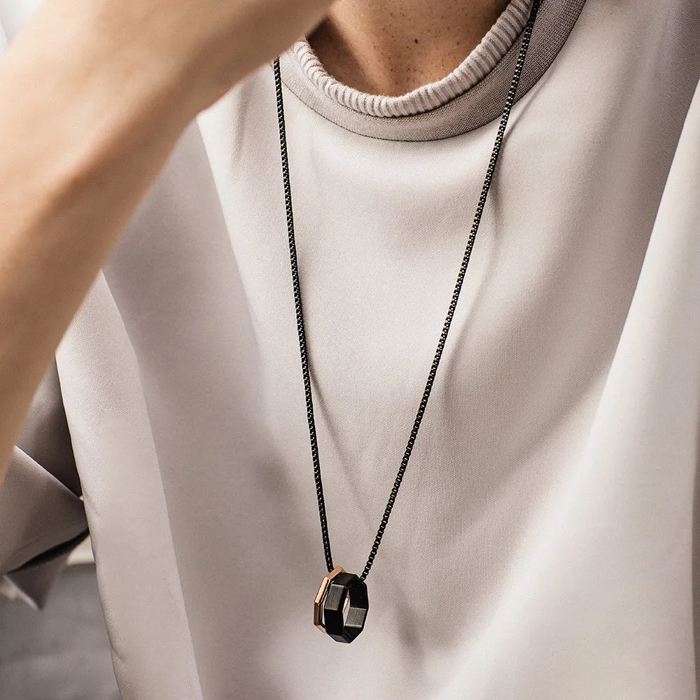Sure! Heres an optimized product title with modifiers for better clarity and appeal:

Elegant Double Okto Man Necklace - Stylish Greek-Inspired Design for Men