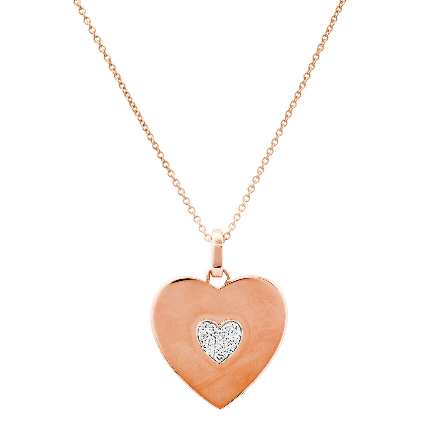 Double Sided Mother Of Pearl & Diamond Heart Necklace