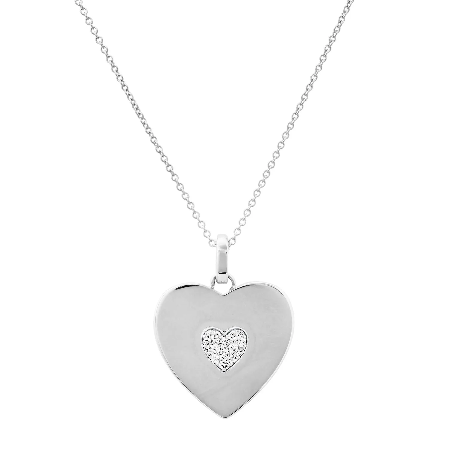 Double Sided Mother Of Pearl & Diamond Heart Necklace