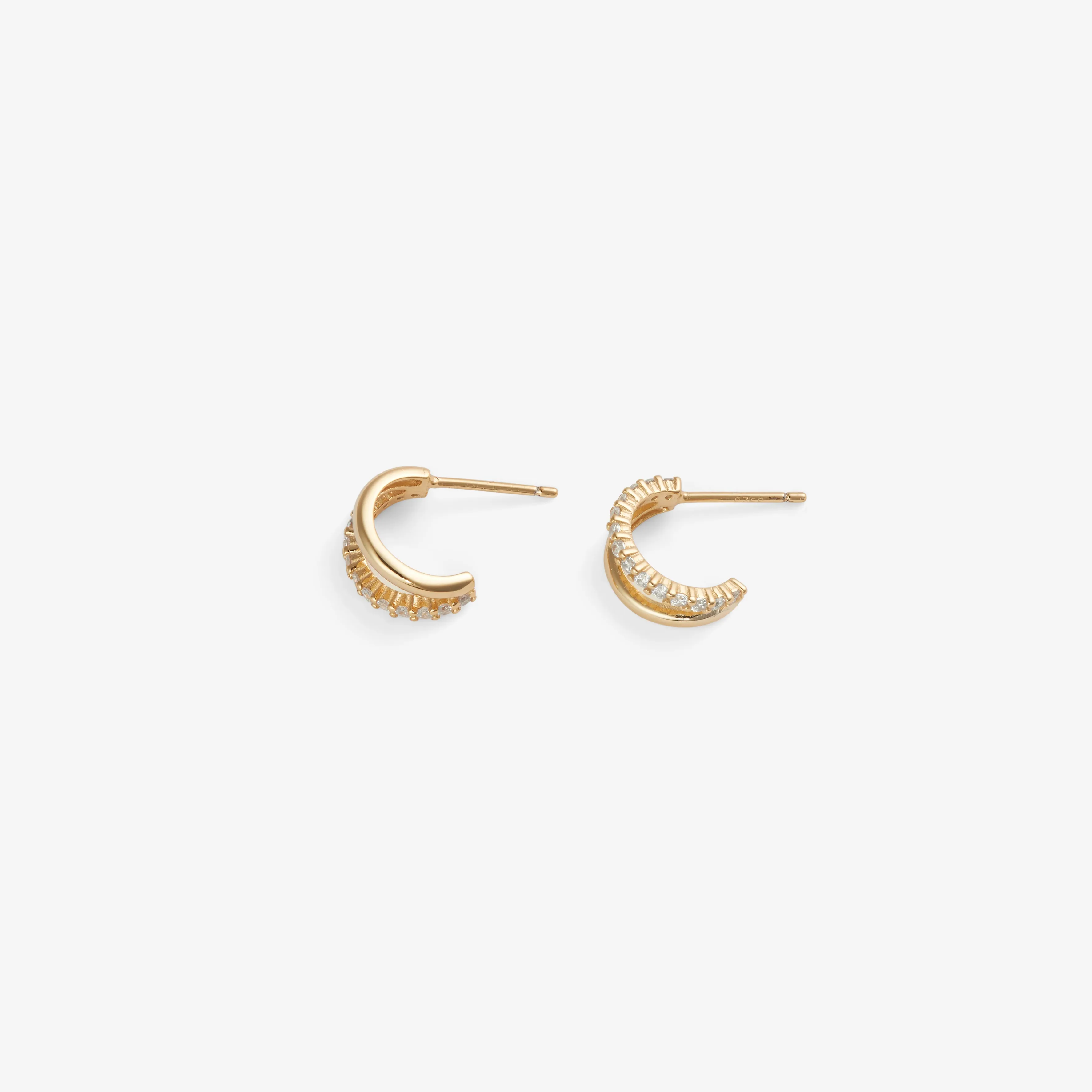 DOUBLE ZIRCONIA HOOPS Gold