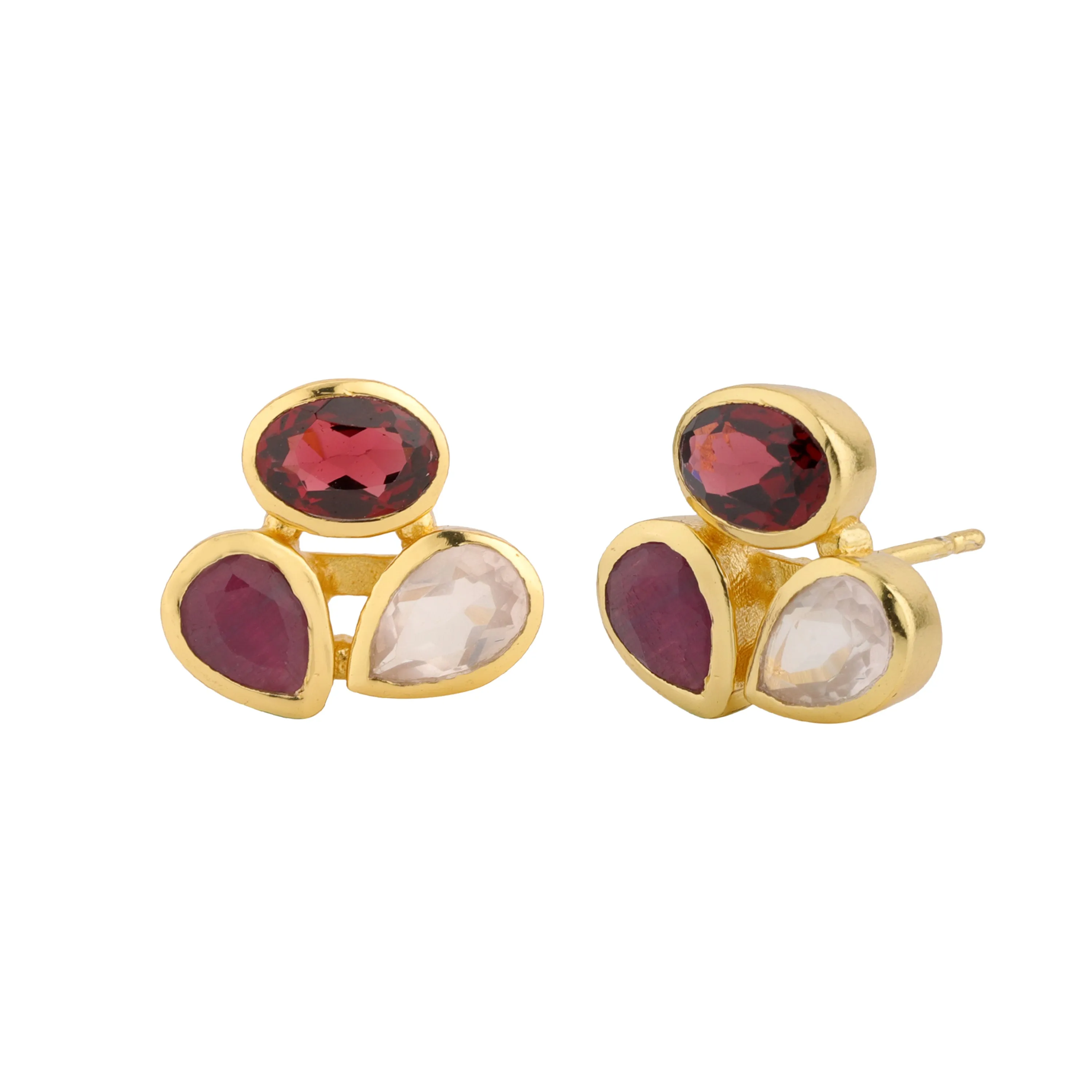 Earrings - Cluster in Reds