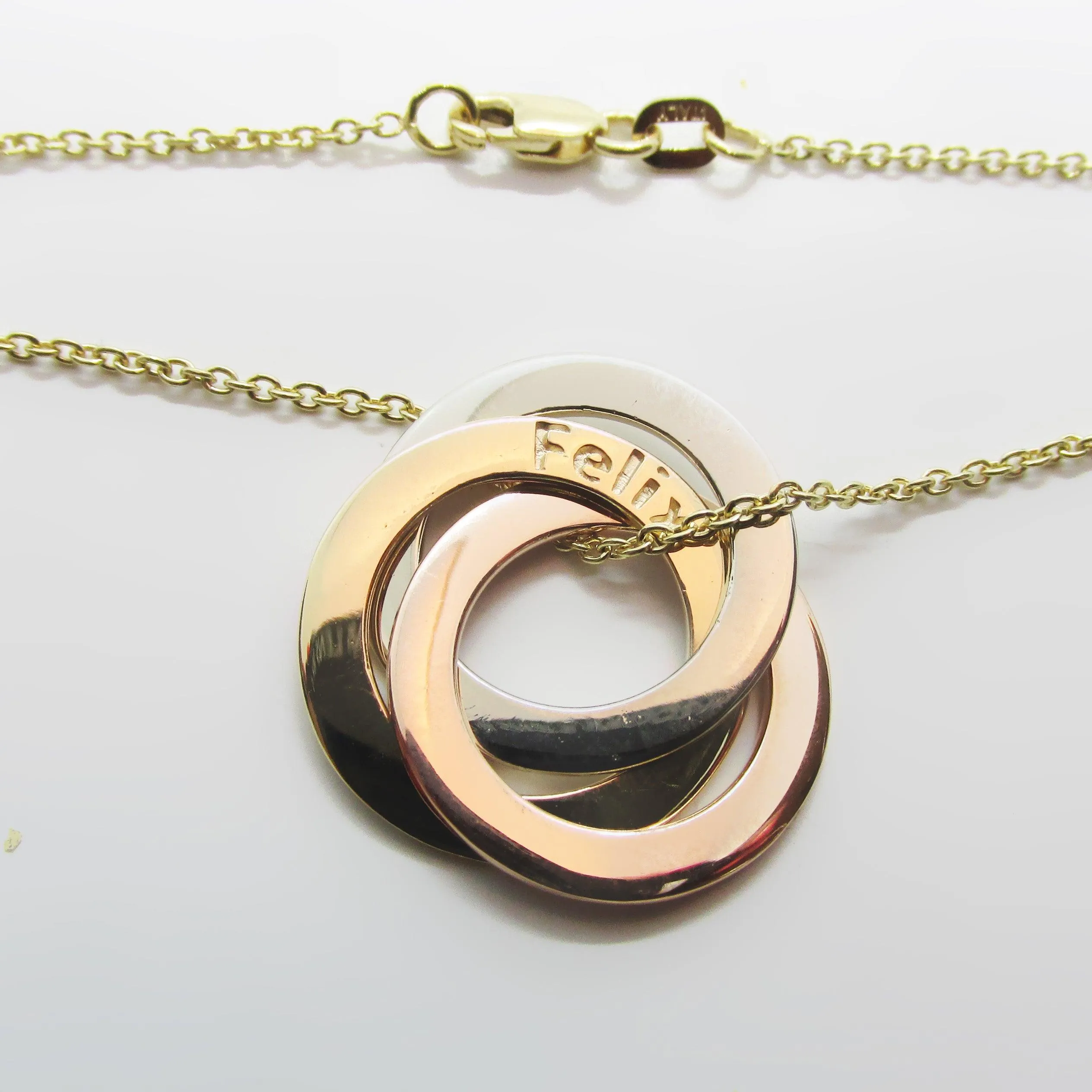 Engraved Interlocking Rings Necklace