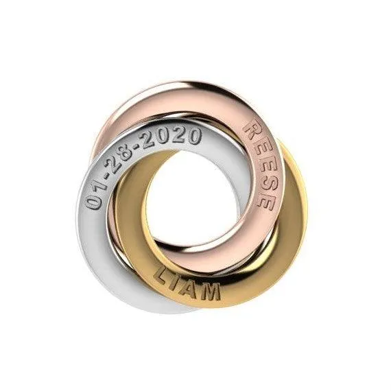 Engraved Interlocking Rings Necklace
