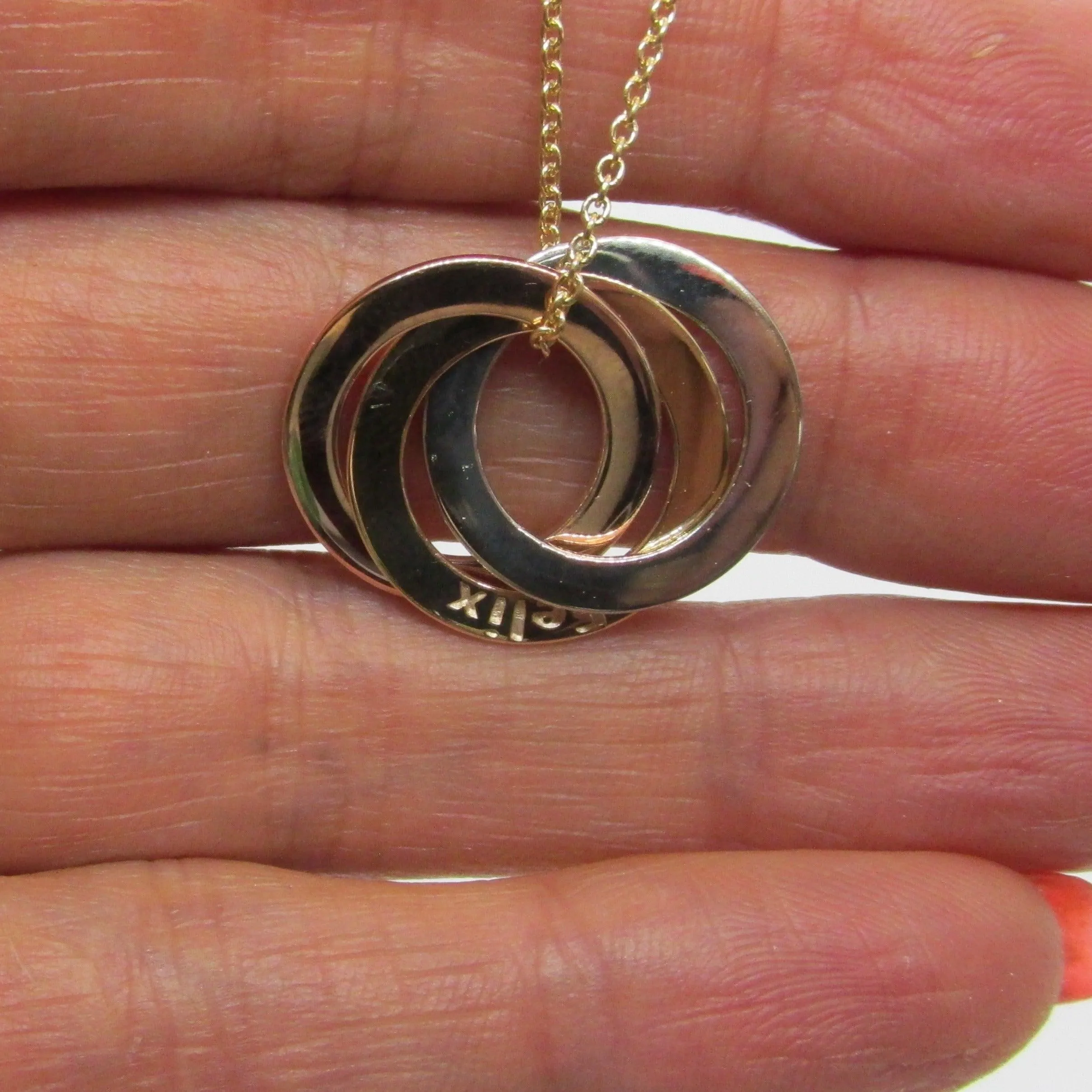 Engraved Interlocking Rings Necklace