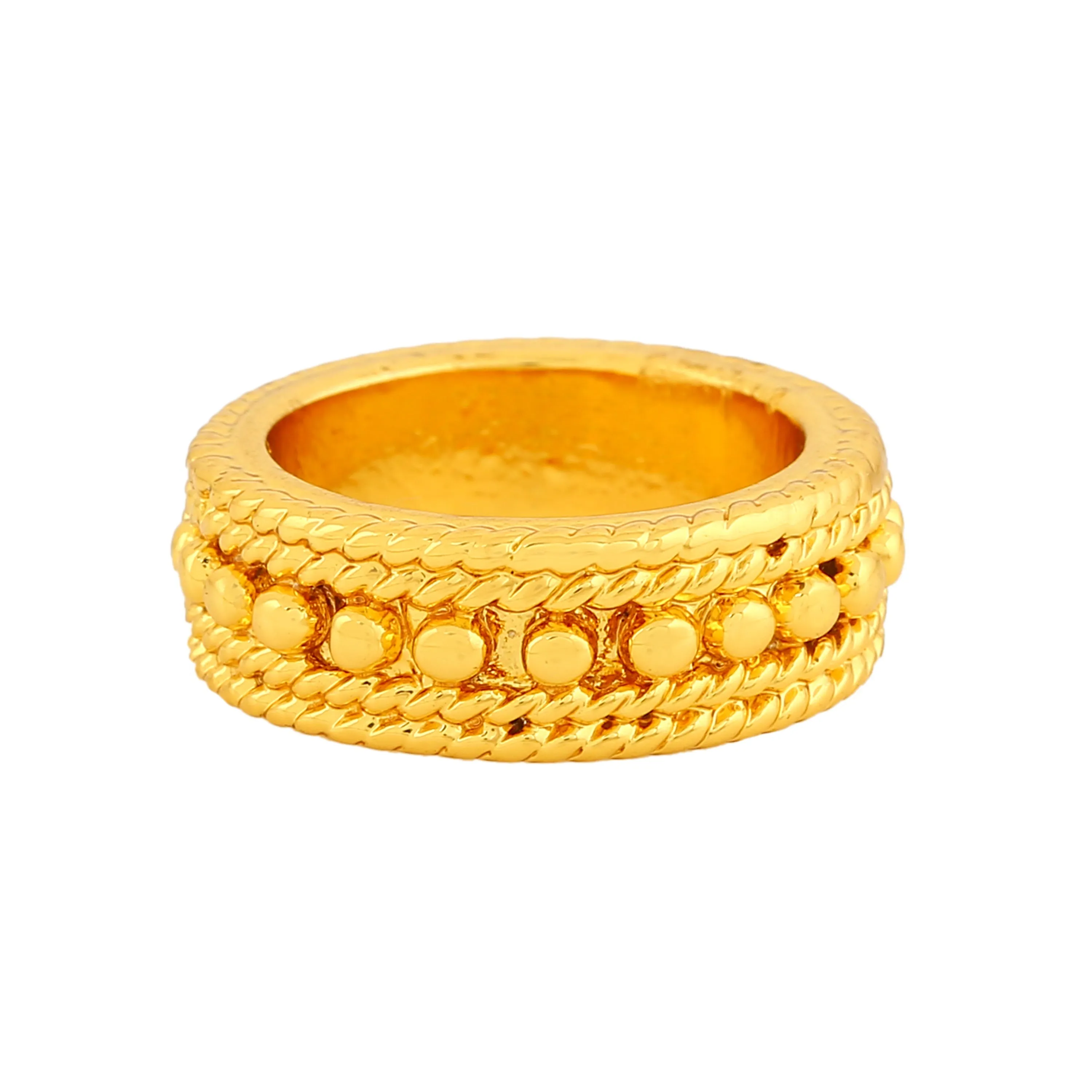 Estele Gold Plated Classic Patterned Finger Ring for Women