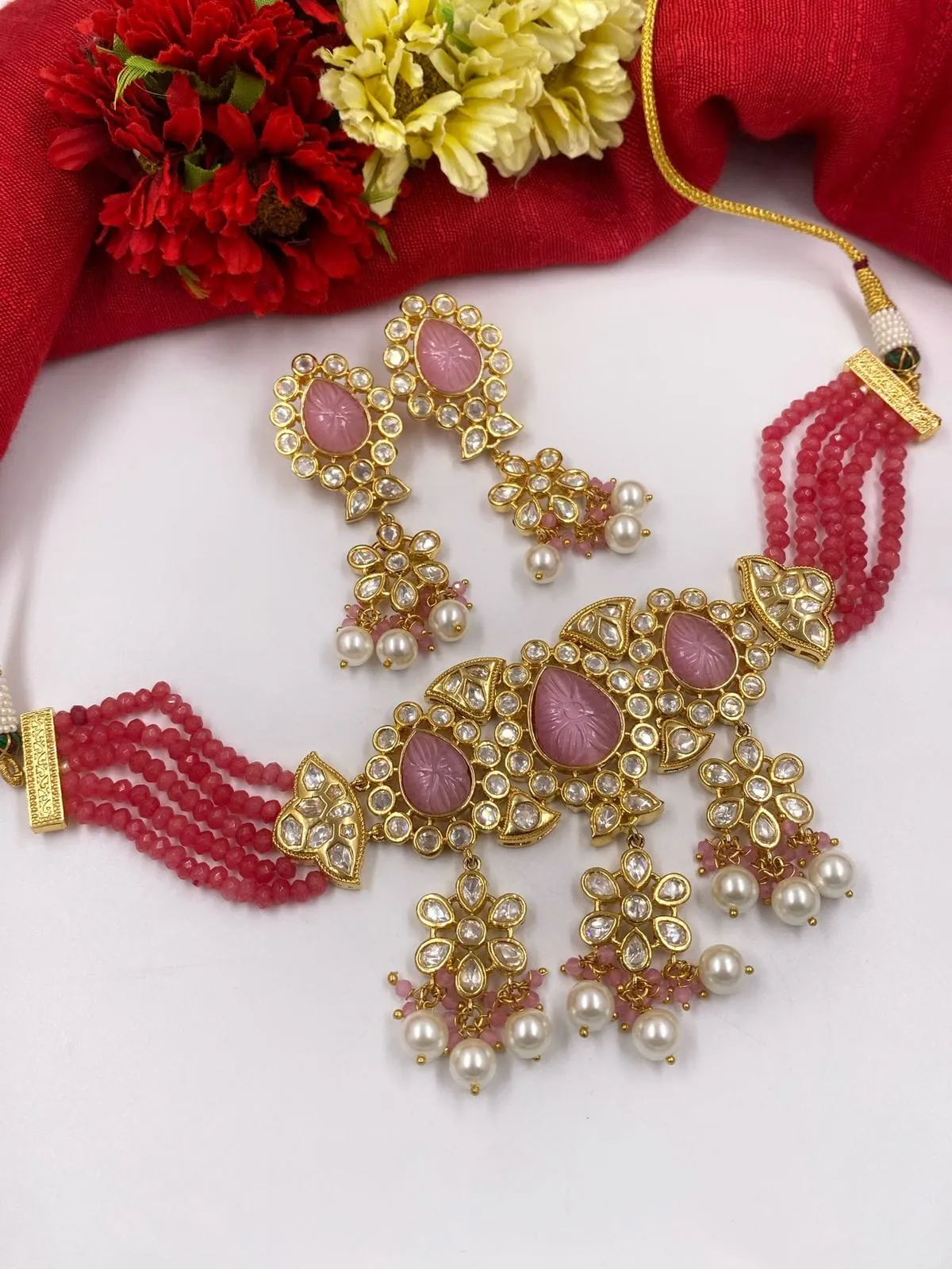 Exclusive High Quality Kundan Choker Necklace Set For Weddings By Gehna Shop