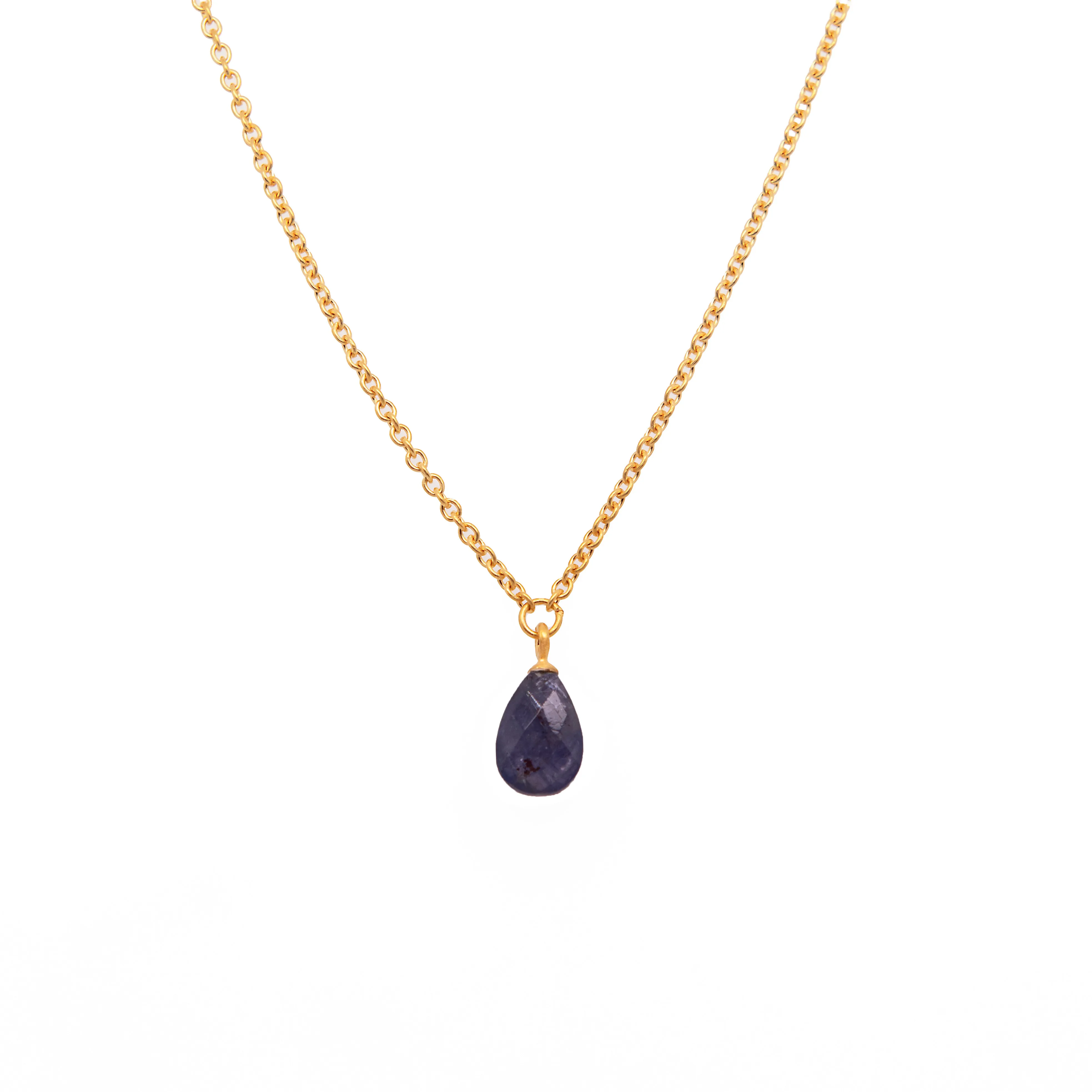 Faceted Drop and Coin Pendant Necklace in 24K Fair Trade Gold Vermeil