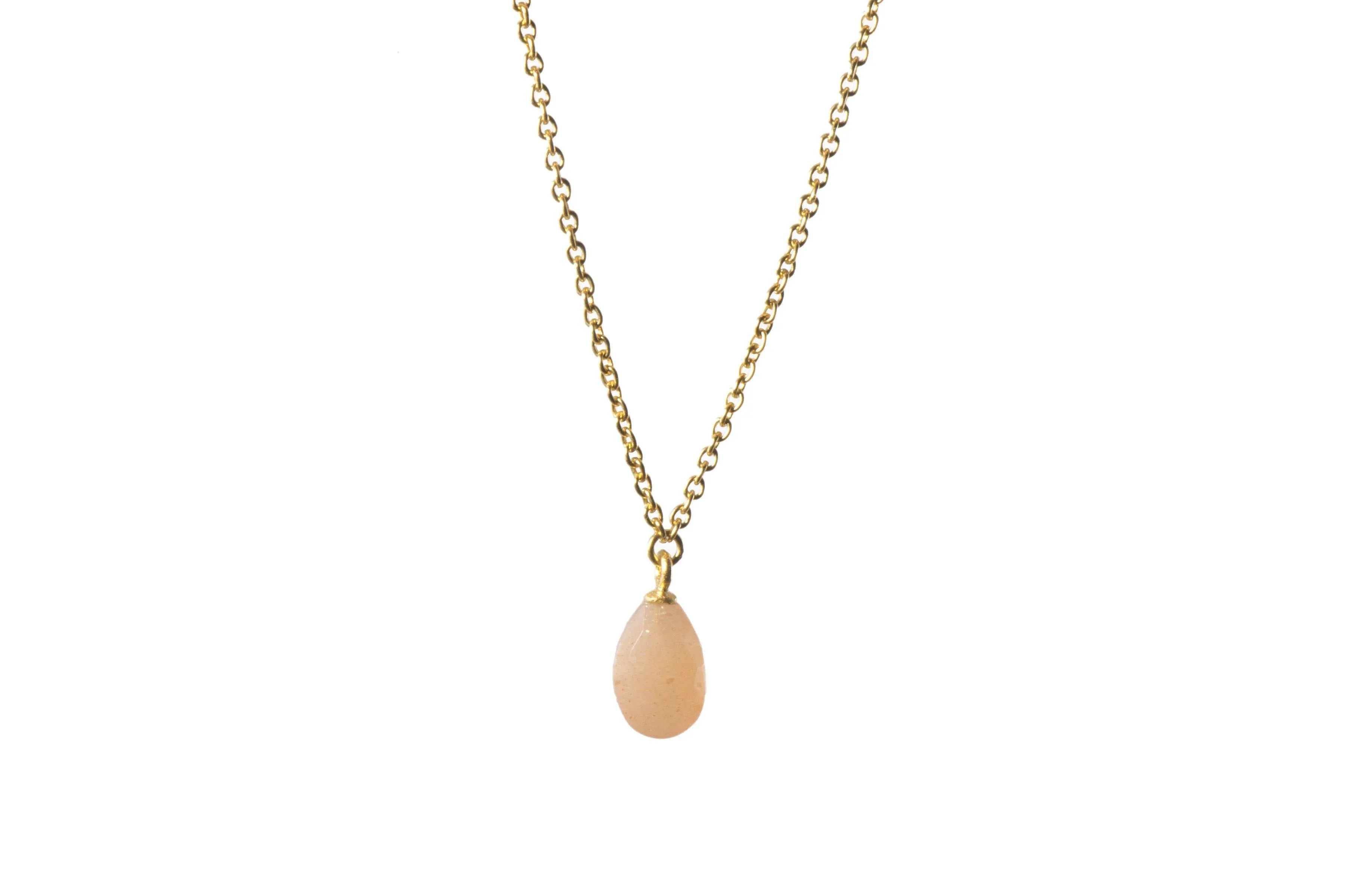 Faceted Drop and Coin Pendant Necklace in 24K Fair Trade Gold Vermeil
