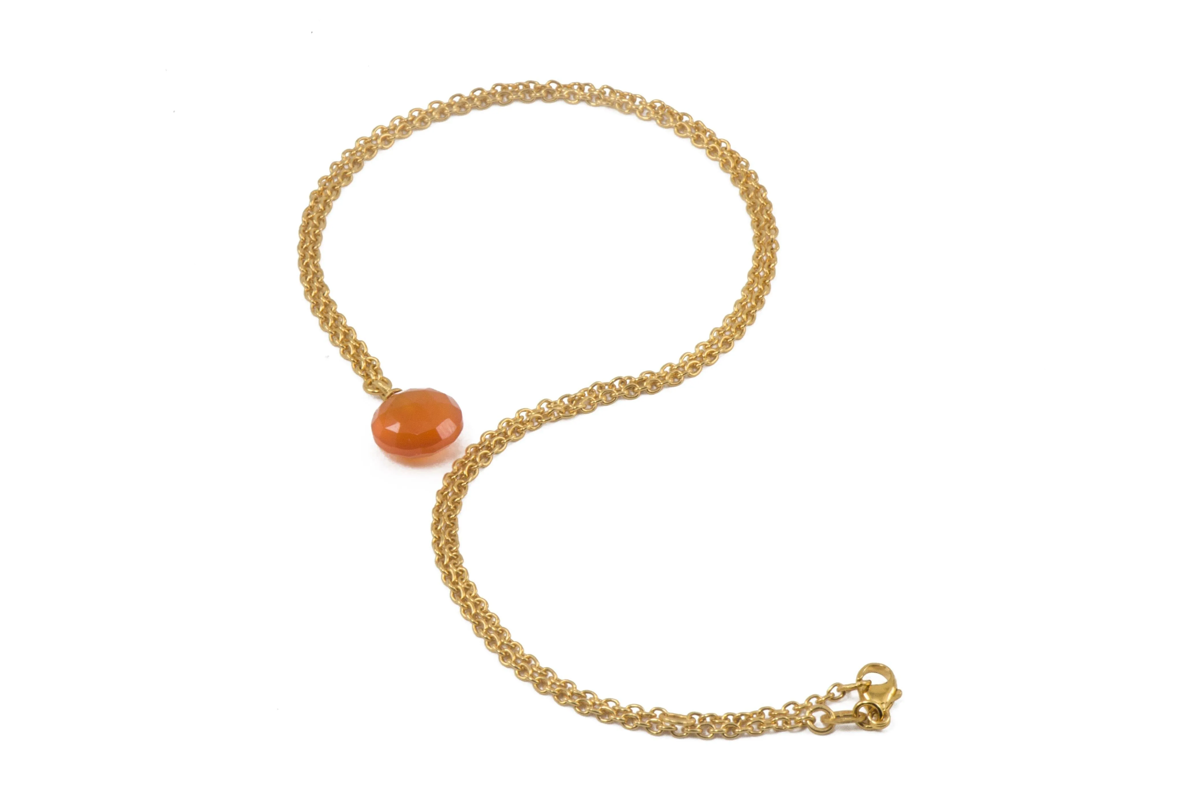 Faceted Drop and Coin Pendant Necklace in 24K Fair Trade Gold Vermeil