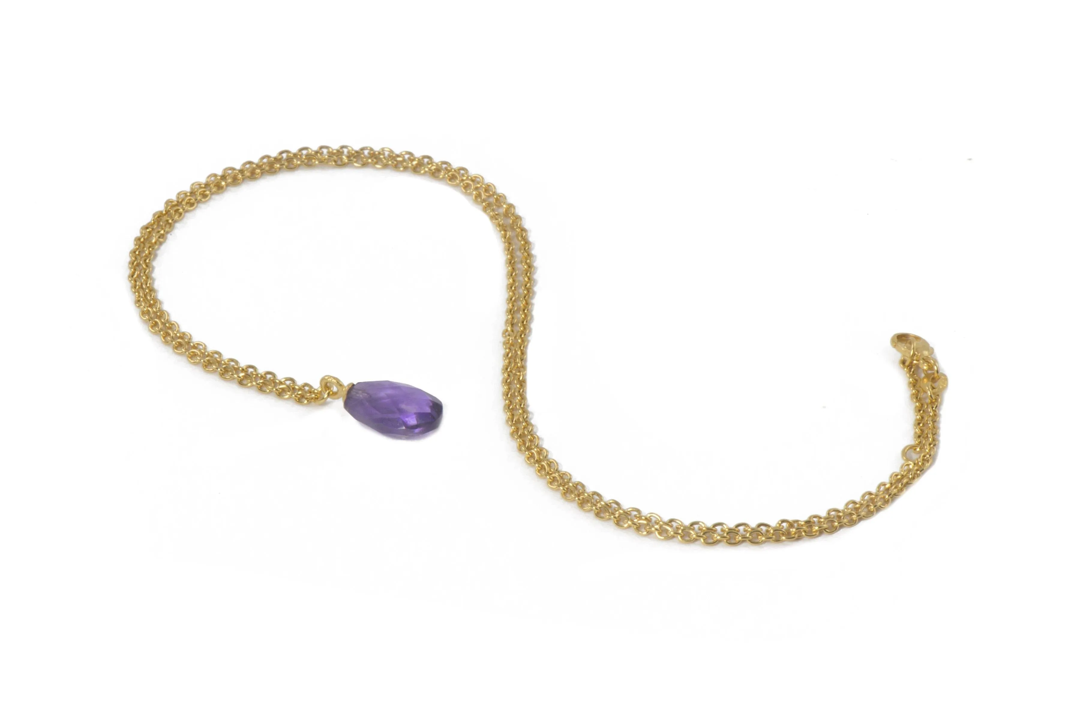 Faceted Drop and Coin Pendant Necklace in 24K Fair Trade Gold Vermeil