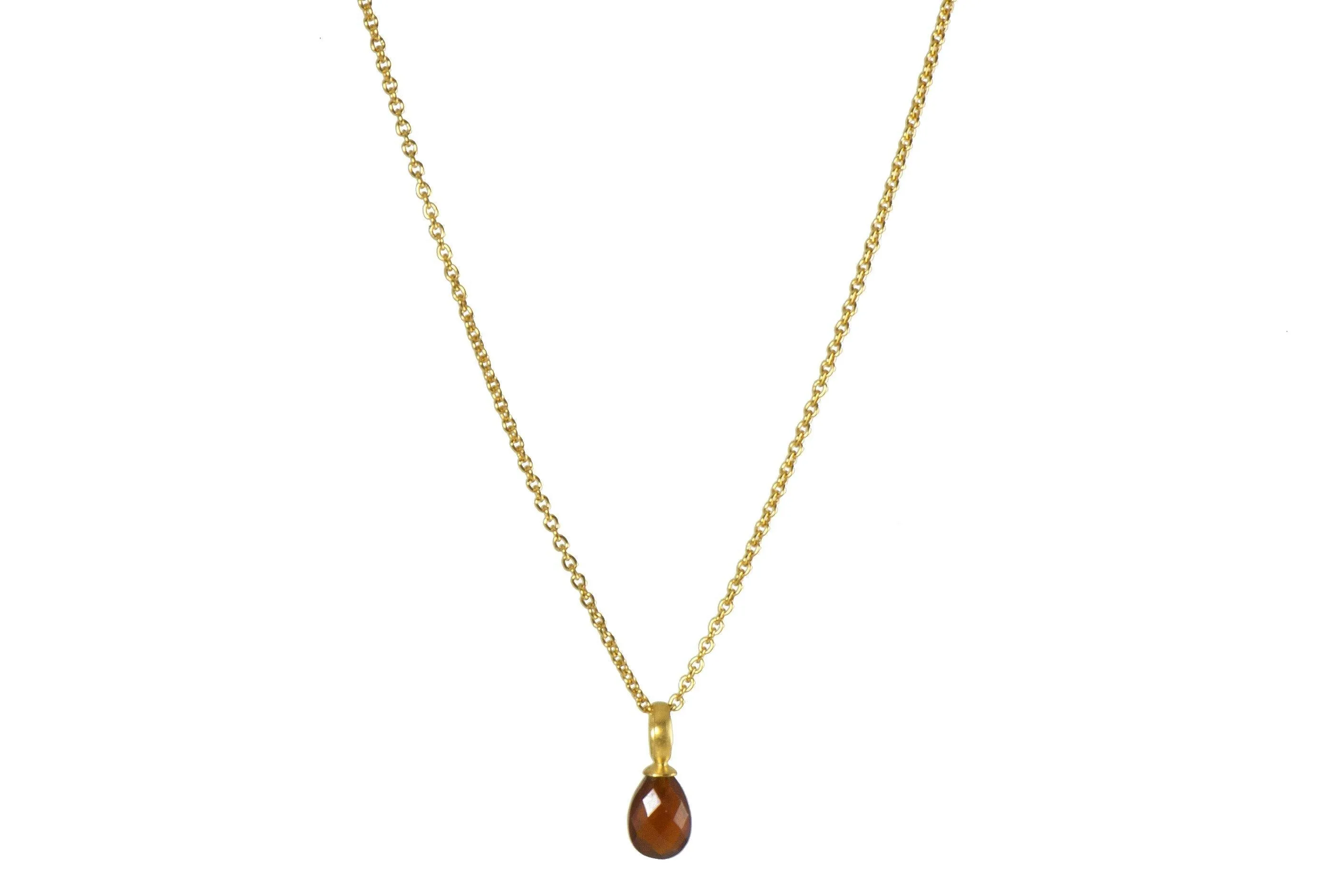 Faceted Drop and Coin Pendant Necklace in 24K Fair Trade Gold Vermeil