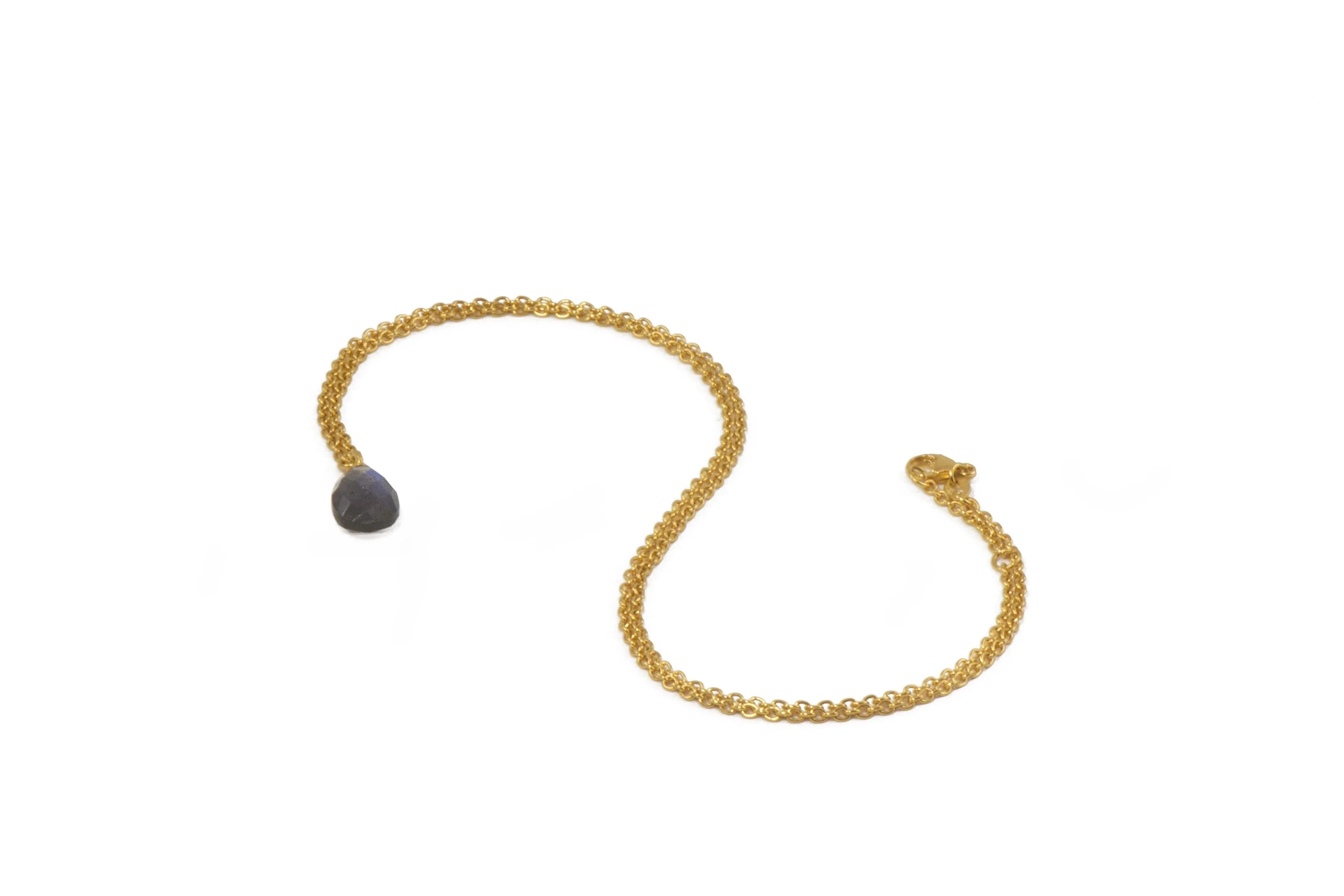 Faceted Drop and Coin Pendant Necklace in 24K Fair Trade Gold Vermeil