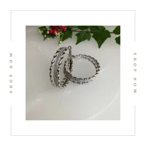 Fashion Earrings - Shimmery Silver Hoops - Salvanity K-POP