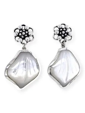 Flower Dangle Earrings in Mother-of-Pearl and Sterling Silver