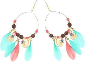 FRCOLOR Elegant Gold Circle Ear Pendants 1 Pair Tassel Earrings Women's Alloy Earrings Stylish Elegant