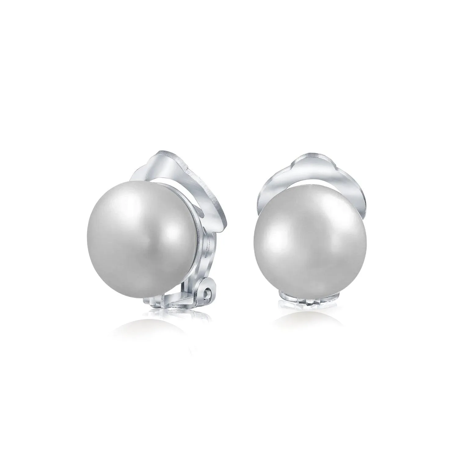 Freshwater Pearl Clip On Ball Stud Earrings Sterling Silver
