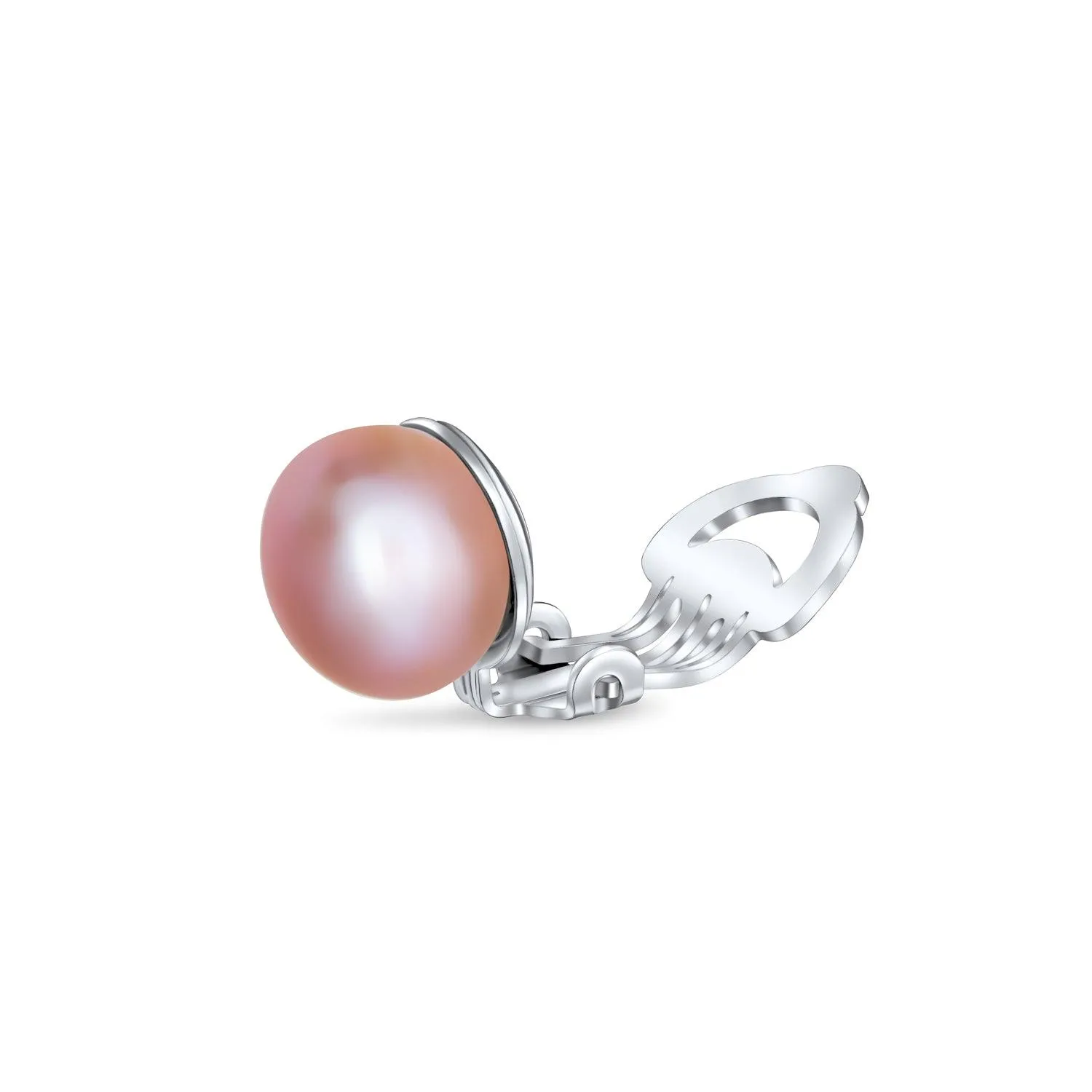 Freshwater Pearl Clip On Ball Stud Earrings Sterling Silver