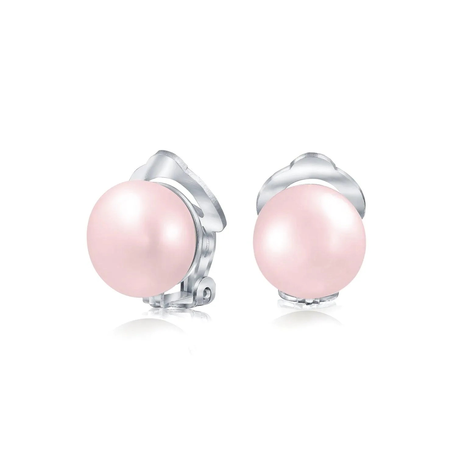 Freshwater Pearl Clip On Ball Stud Earrings Sterling Silver