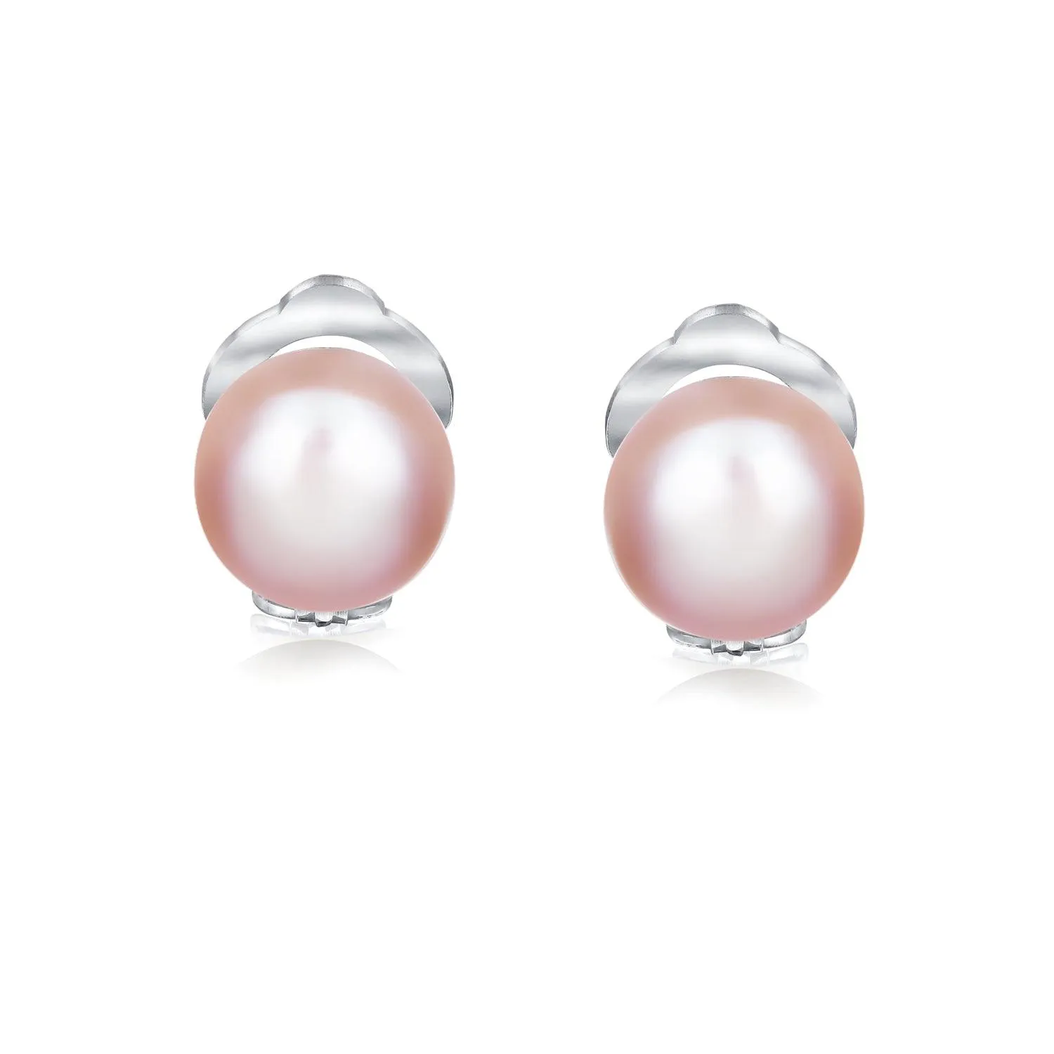 Freshwater Pearl Clip On Ball Stud Earrings Sterling Silver