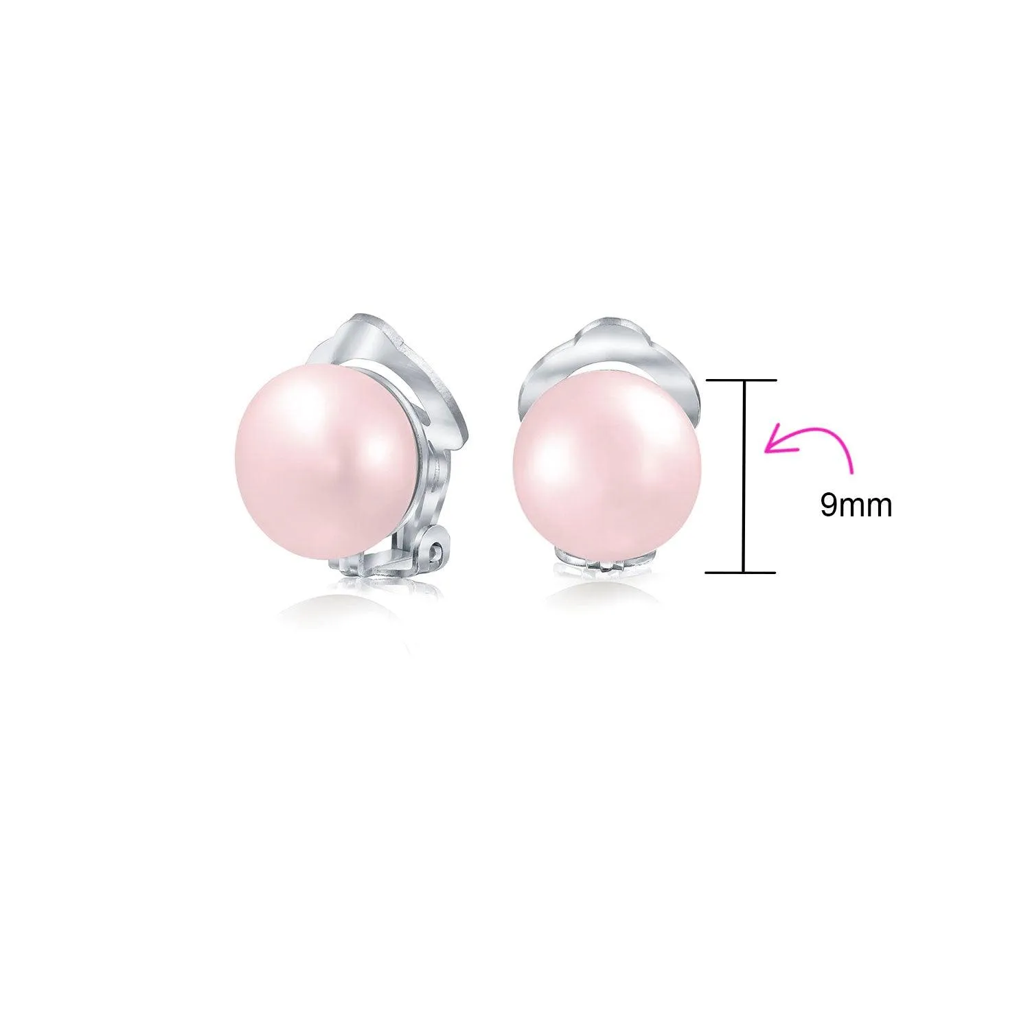 Freshwater Pearl Clip On Ball Stud Earrings Sterling Silver