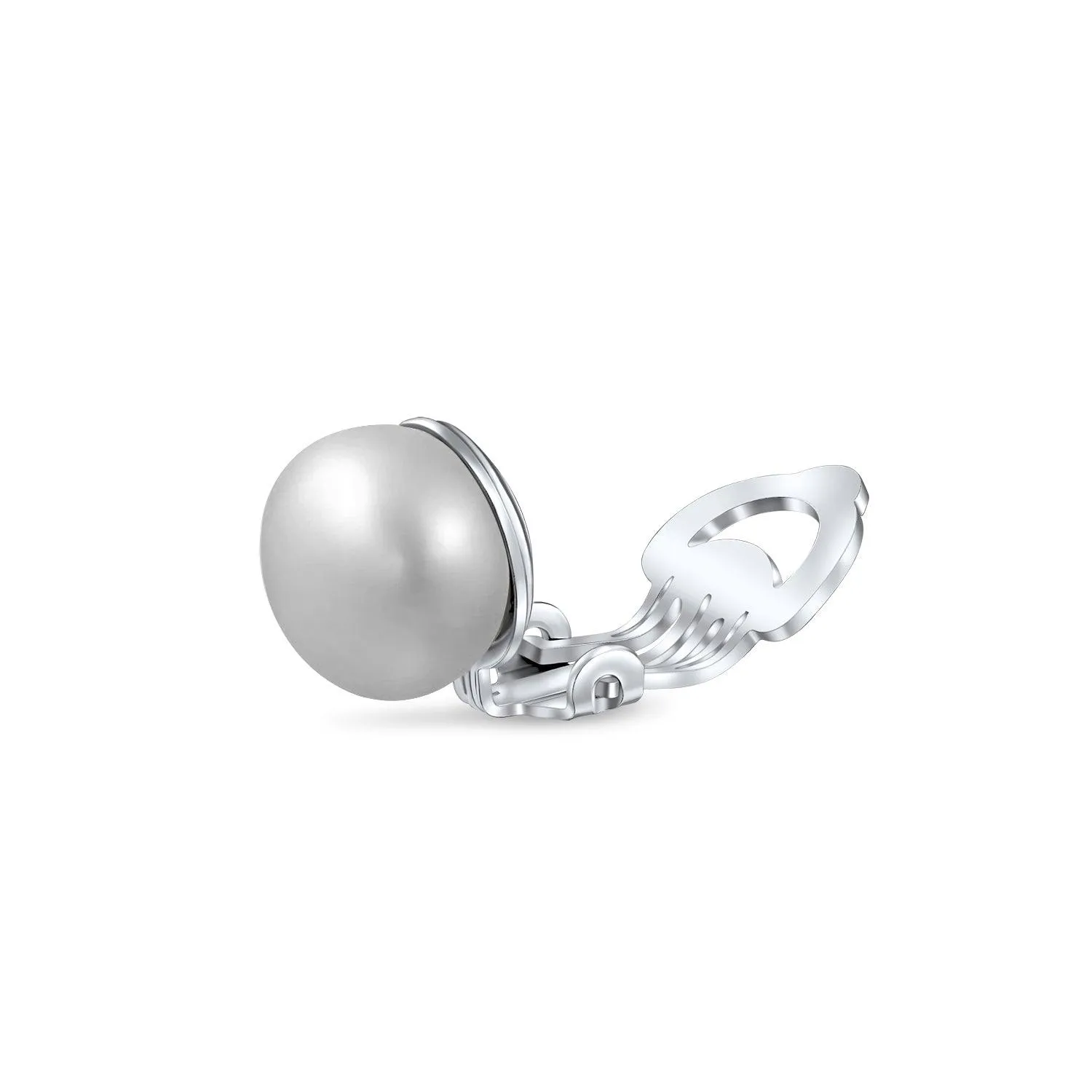 Freshwater Pearl Clip On Ball Stud Earrings Sterling Silver