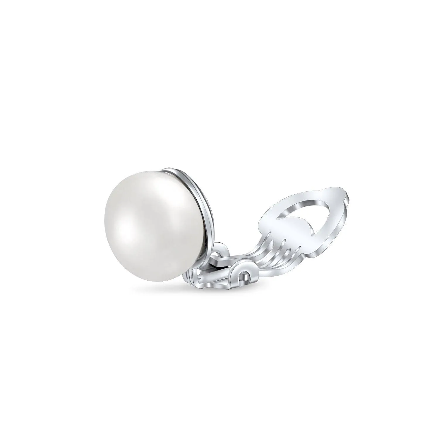 Freshwater Pearl Clip On Ball Stud Earrings Sterling Silver