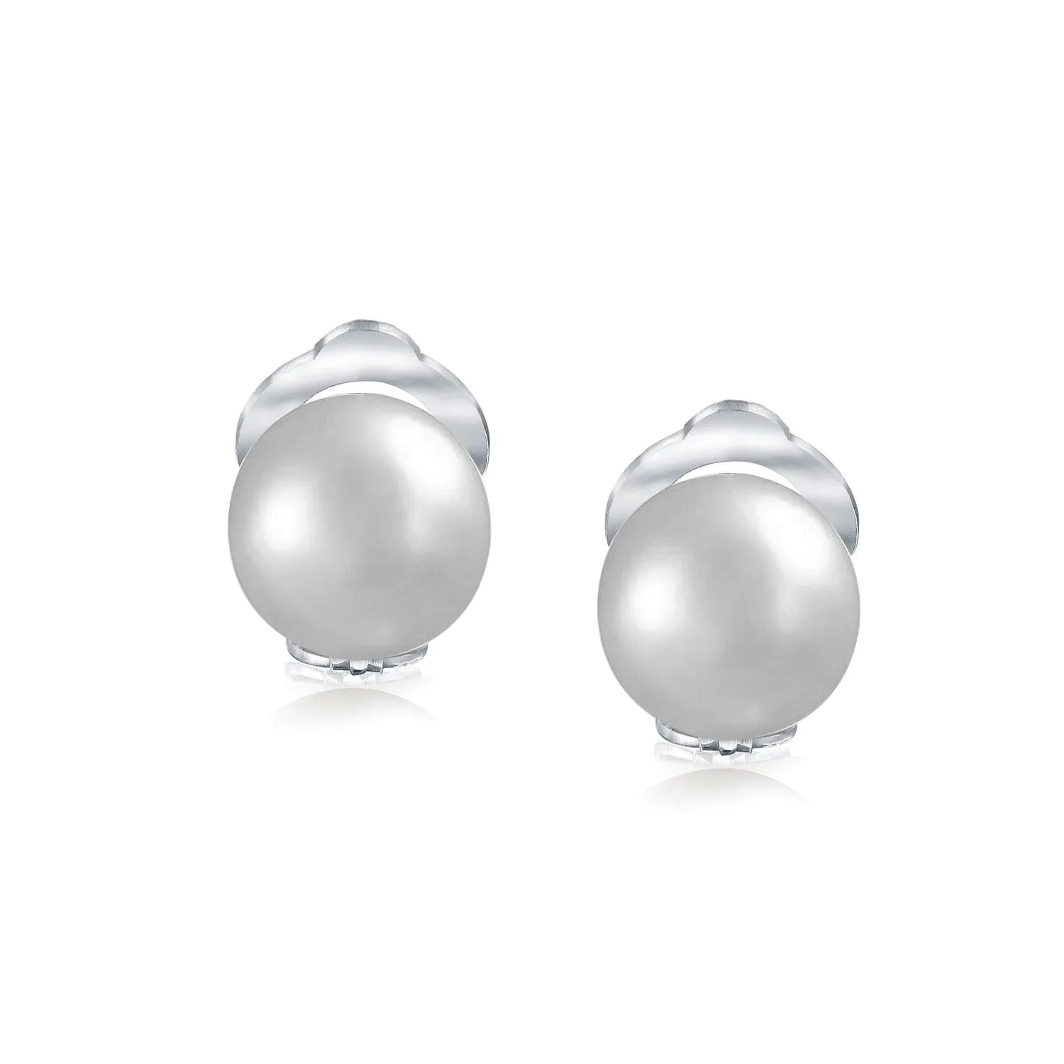 Freshwater Pearl Clip On Ball Stud Earrings Sterling Silver