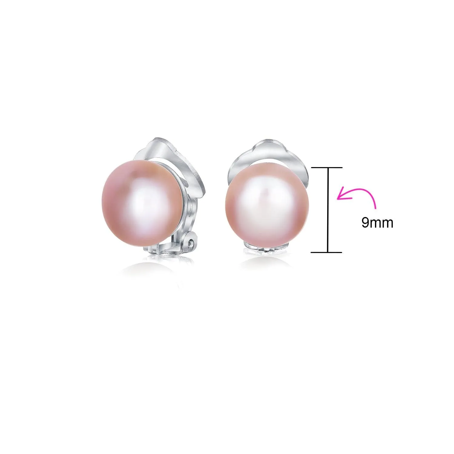 Freshwater Pearl Clip On Ball Stud Earrings Sterling Silver