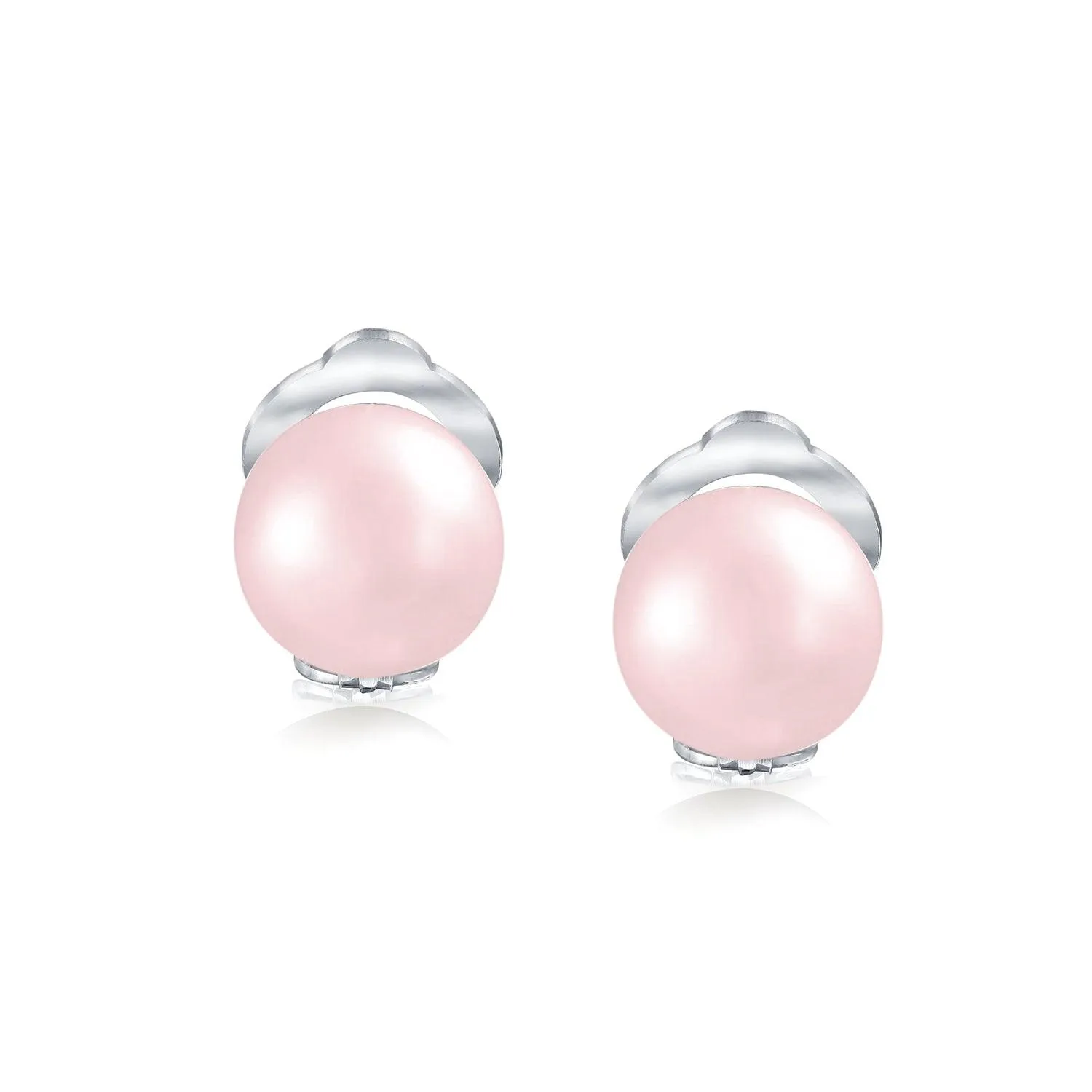 Freshwater Pearl Clip On Ball Stud Earrings Sterling Silver