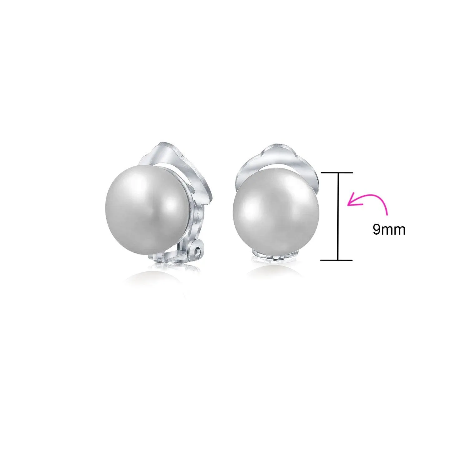 Freshwater Pearl Clip On Ball Stud Earrings Sterling Silver