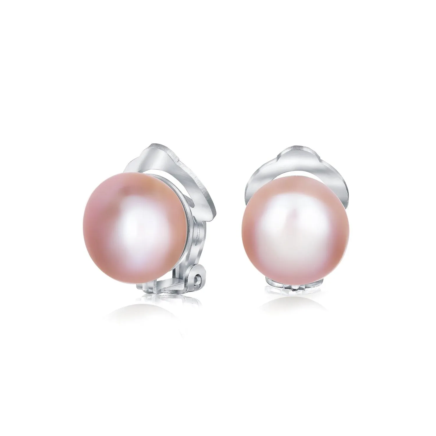 Freshwater Pearl Clip On Ball Stud Earrings Sterling Silver