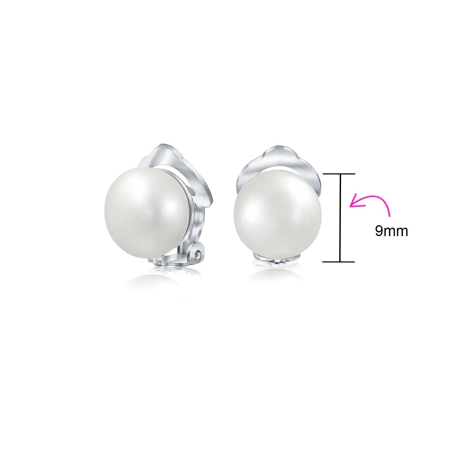 Freshwater Pearl Clip On Ball Stud Earrings Sterling Silver