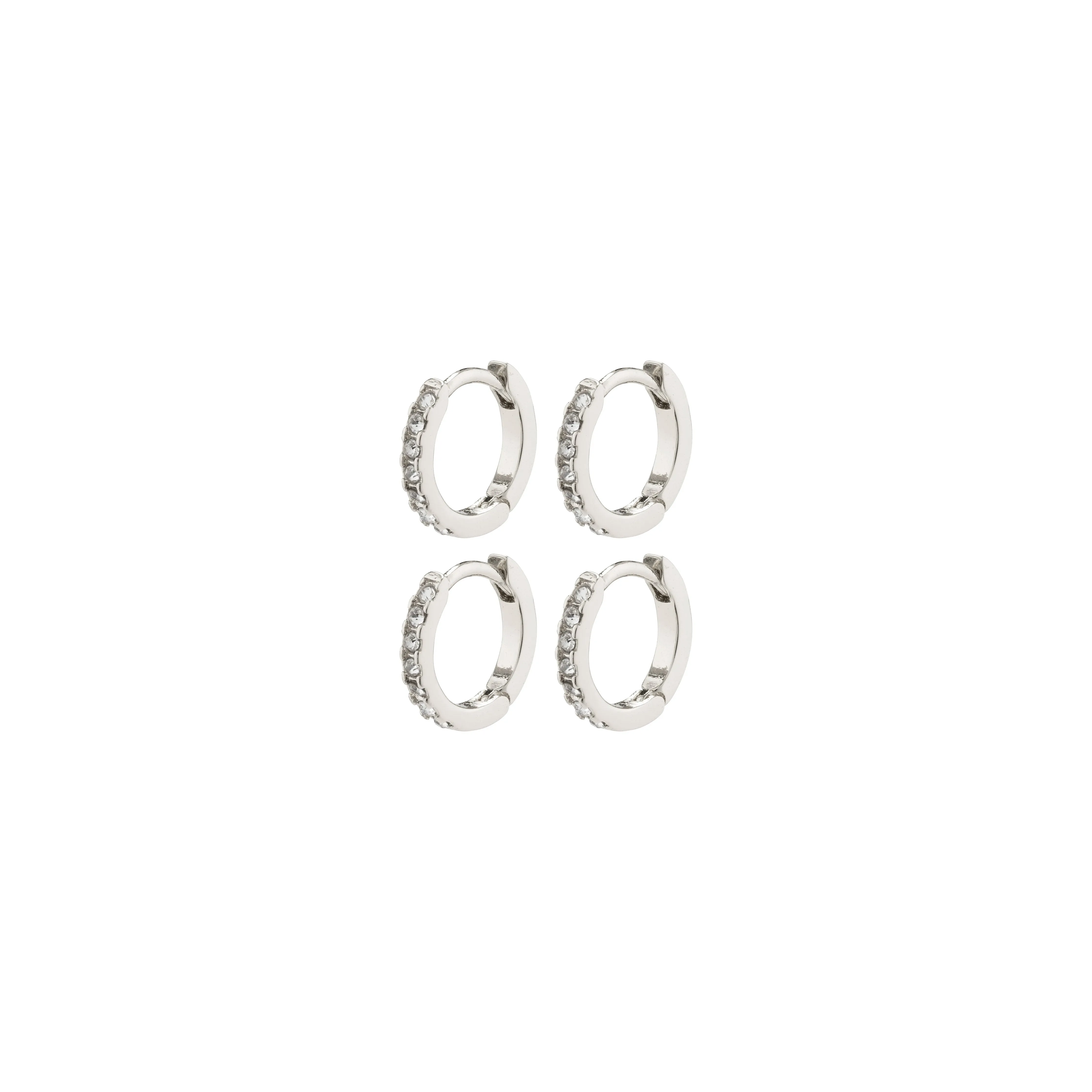 FRIENDS crystal huggie hoops, 2-in-1 set,  silver-plated