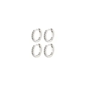 FRIENDS crystal huggie hoops, 2-in-1 set,  silver-plated