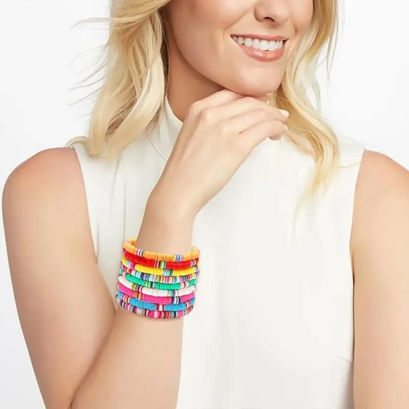 Friendship Bracelets - Beaded Bracelets Set for Teen Women, Stretchable Preppy Bracelets, Stackable & Colorful Bracelets - Ideal Gifts, 4th of July, Halloween, Christmas