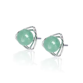 GLLBTPT Jade Earrings Studs,Green Jade Earrings for Women,925 Sterling Silver Earrings Studs for Sensitive Ears,Handmade Jade Earrings for Birthday Anniversary