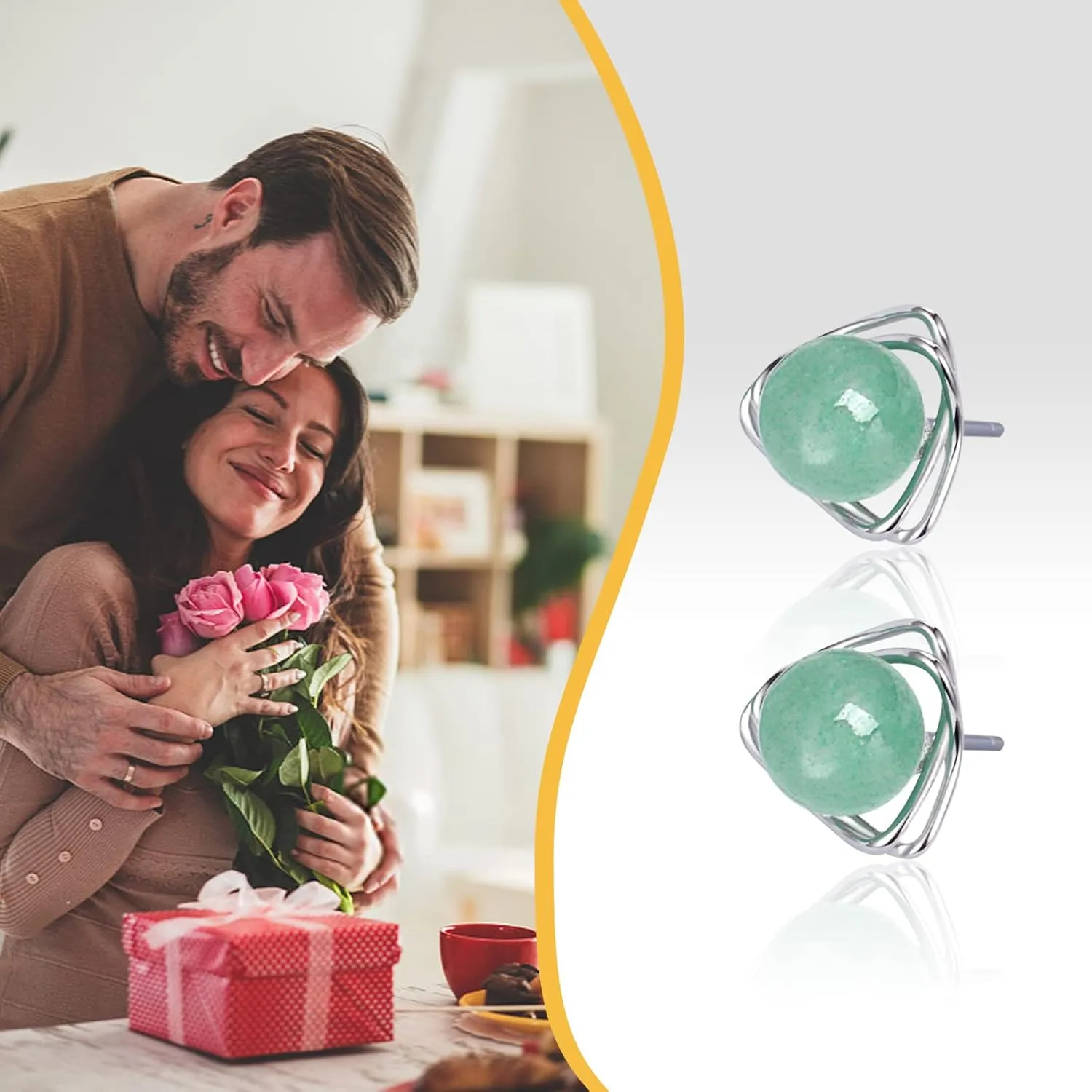 GLLBTPT Jade Earrings Studs,Green Jade Earrings for Women,925 Sterling Silver Earrings Studs for Sensitive Ears,Handmade Jade Earrings for Birthday Anniversary