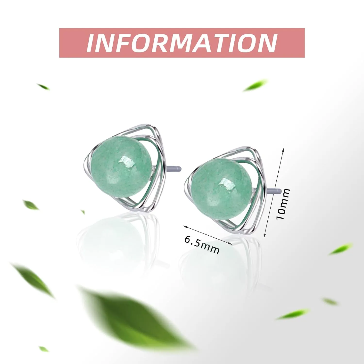GLLBTPT Jade Earrings Studs,Green Jade Earrings for Women,925 Sterling Silver Earrings Studs for Sensitive Ears,Handmade Jade Earrings for Birthday Anniversary