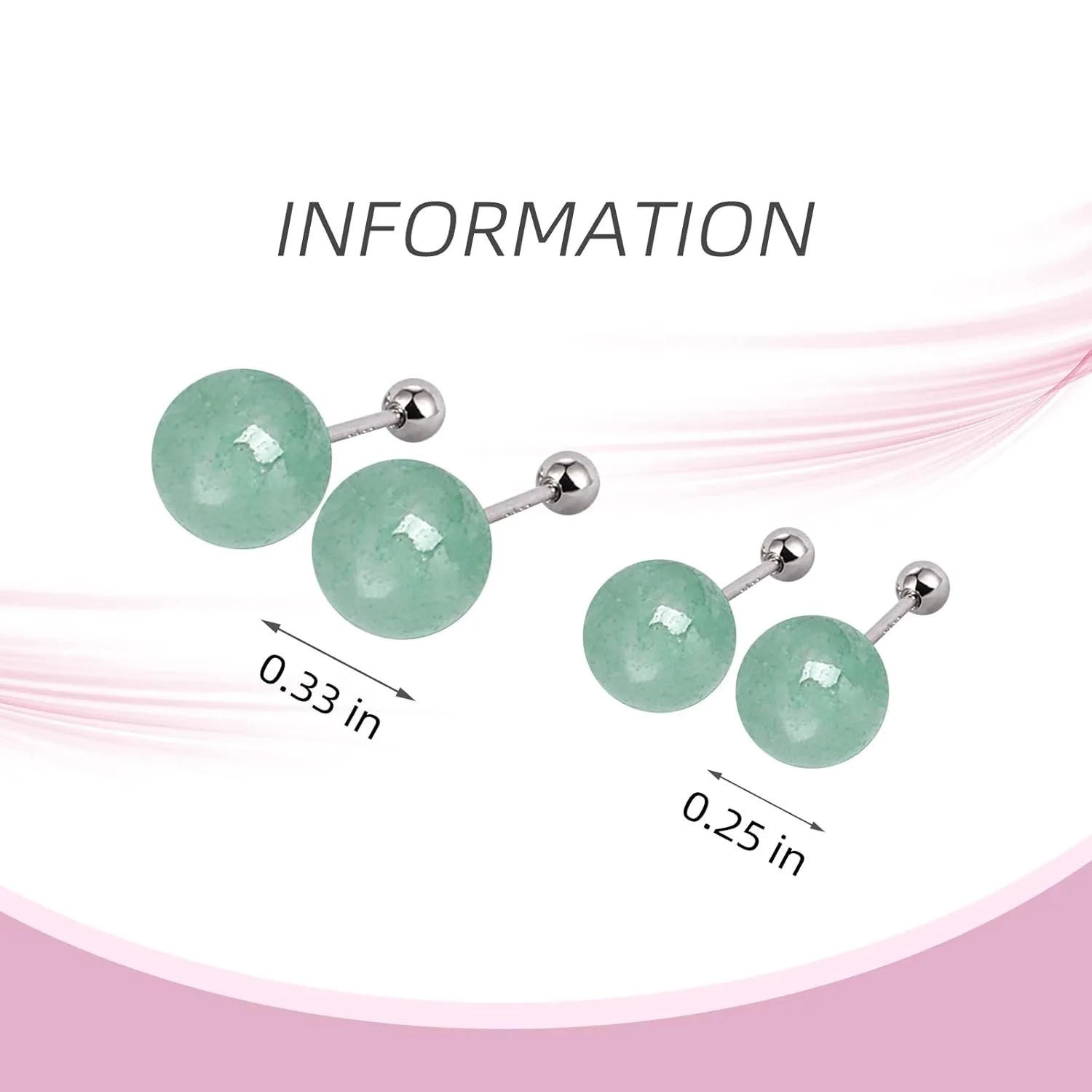 GLLBTPT Screw Back Sterling Silver Jade Earrings Studs 8MM,Genuine Natural Diamond Stud Earrings for Men Women Birthday Anniversar (thread, 8mm)