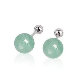 GLLBTPT Screw Back Sterling Silver Jade Earrings Studs 8MM,Genuine Natural Diamond Stud Earrings for Men Women Birthday Anniversar (thread, 8mm)