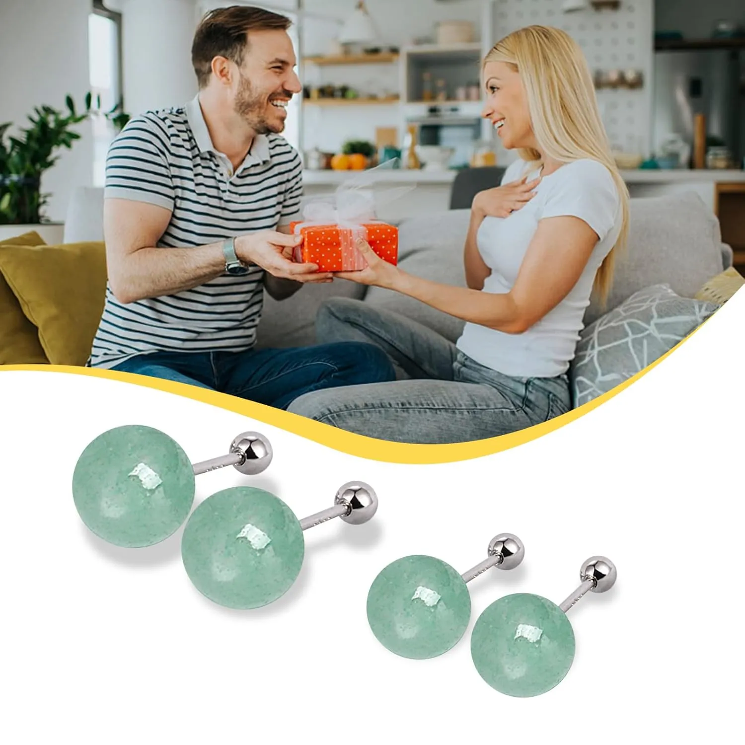 GLLBTPT Screw Back Sterling Silver Jade Earrings Studs 8MM,Genuine Natural Diamond Stud Earrings for Men Women Birthday Anniversar (thread, 8mm)