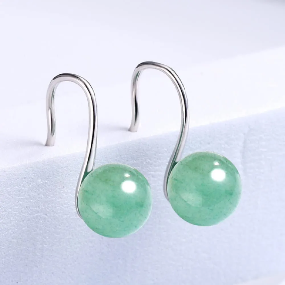 GLLBTPT Vintage 925 Sterling Silver Jade Drop Earrings,Green Earring Women,Jade Jewelry for Women,Good Luck Handmade Earrings Gift for Birthday Anniversary (silver)