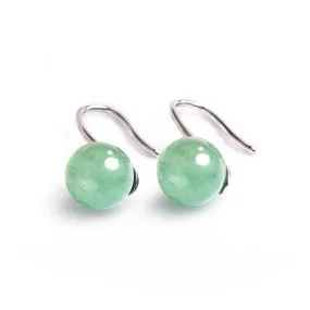 GLLBTPT Vintage 925 Sterling Silver Jade Drop Earrings,Green Earring Women,Jade Jewelry for Women,Good Luck Handmade Earrings Gift for Birthday Anniversary (silver)