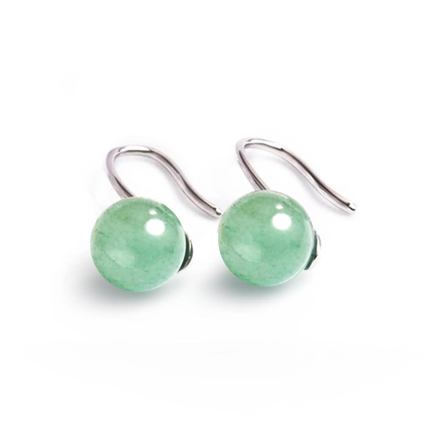 GLLBTPT Vintage 925 Sterling Silver Jade Drop Earrings,Green Earring Women,Jade Jewelry for Women,Good Luck Handmade Earrings Gift for Birthday Anniversary (silver)