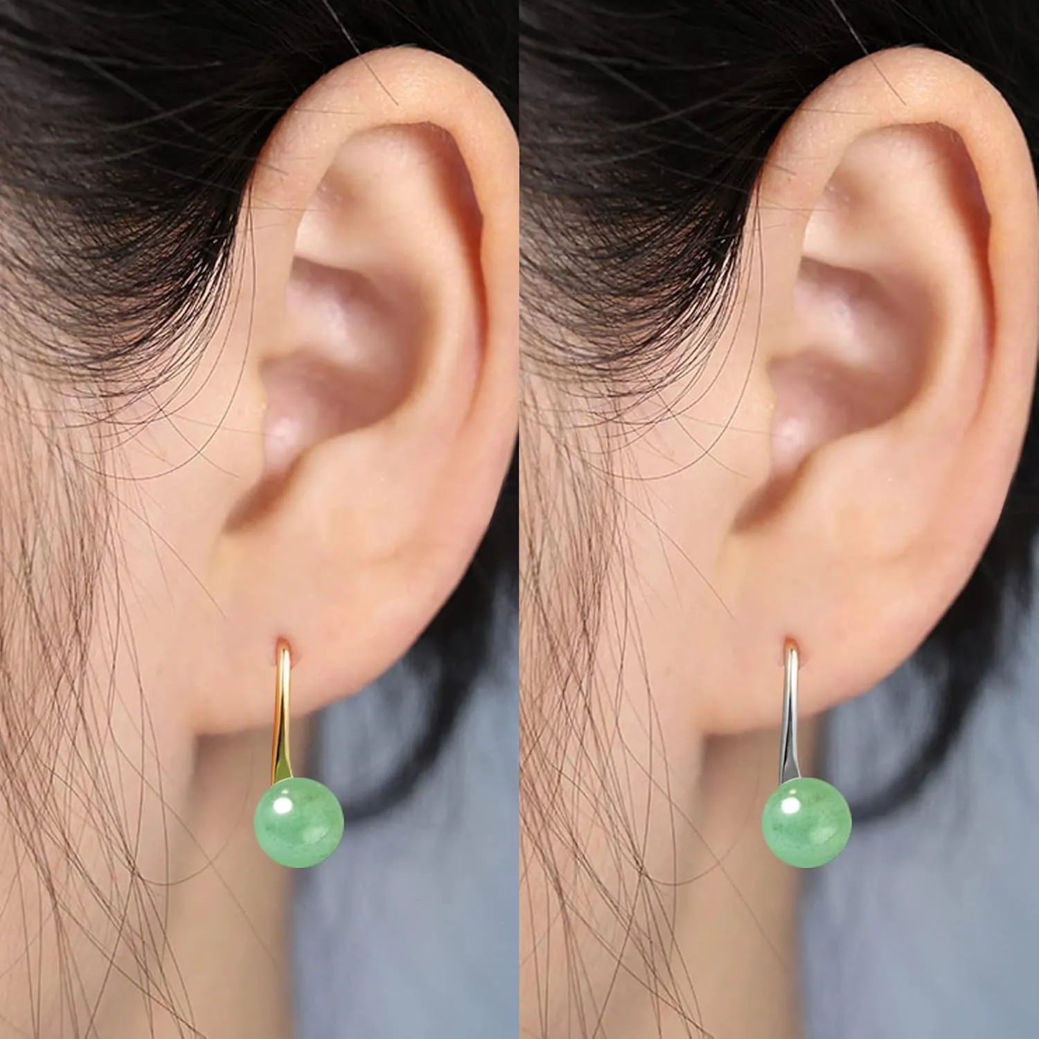 GLLBTPT Vintage 925 Sterling Silver Jade Drop Earrings,Green Earring Women,Jade Jewelry for Women,Good Luck Handmade Earrings Gift for Birthday Anniversary (silver)