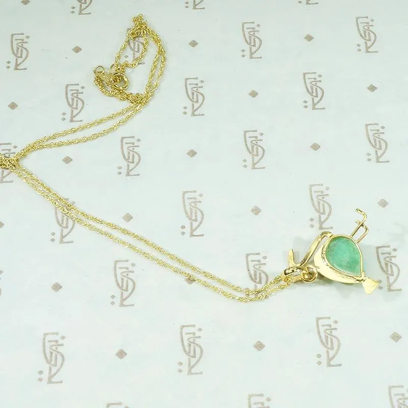 Gold and Jade Crane Pendant