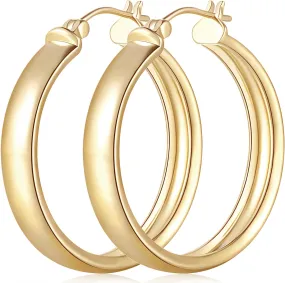 Gold Hoop Earrings for Women 14K Gold Hoop Earrings for Women Large Minimalist Womens Earring Hoops 25 MM / 30 MM
