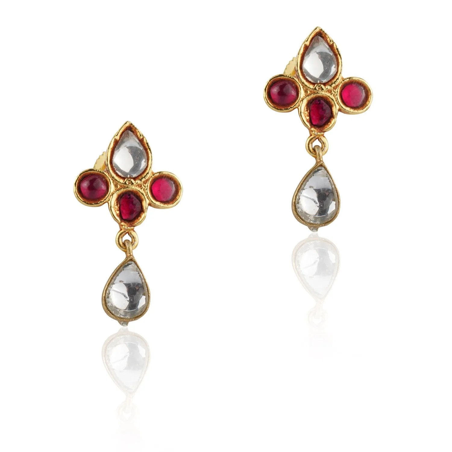 Gold Plated Pacchi Ruby Heart Necklace Set