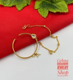 Gold Plated Wedding Kundan Nose Ring For Women By Gehna Shop