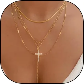 Gold Rhinestone Cross Choker Necklace for Women Adjustable Crucifix Pendant Necklace Chunky Birthday Jewelry Accessories